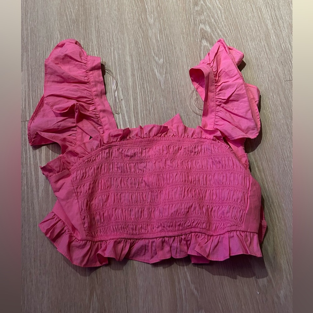 Pink Ruffled Sleeveless Top